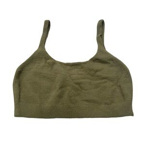 Oak and Fort Super Fuzzy Soft Crop Tank | Moss Green | Size Small